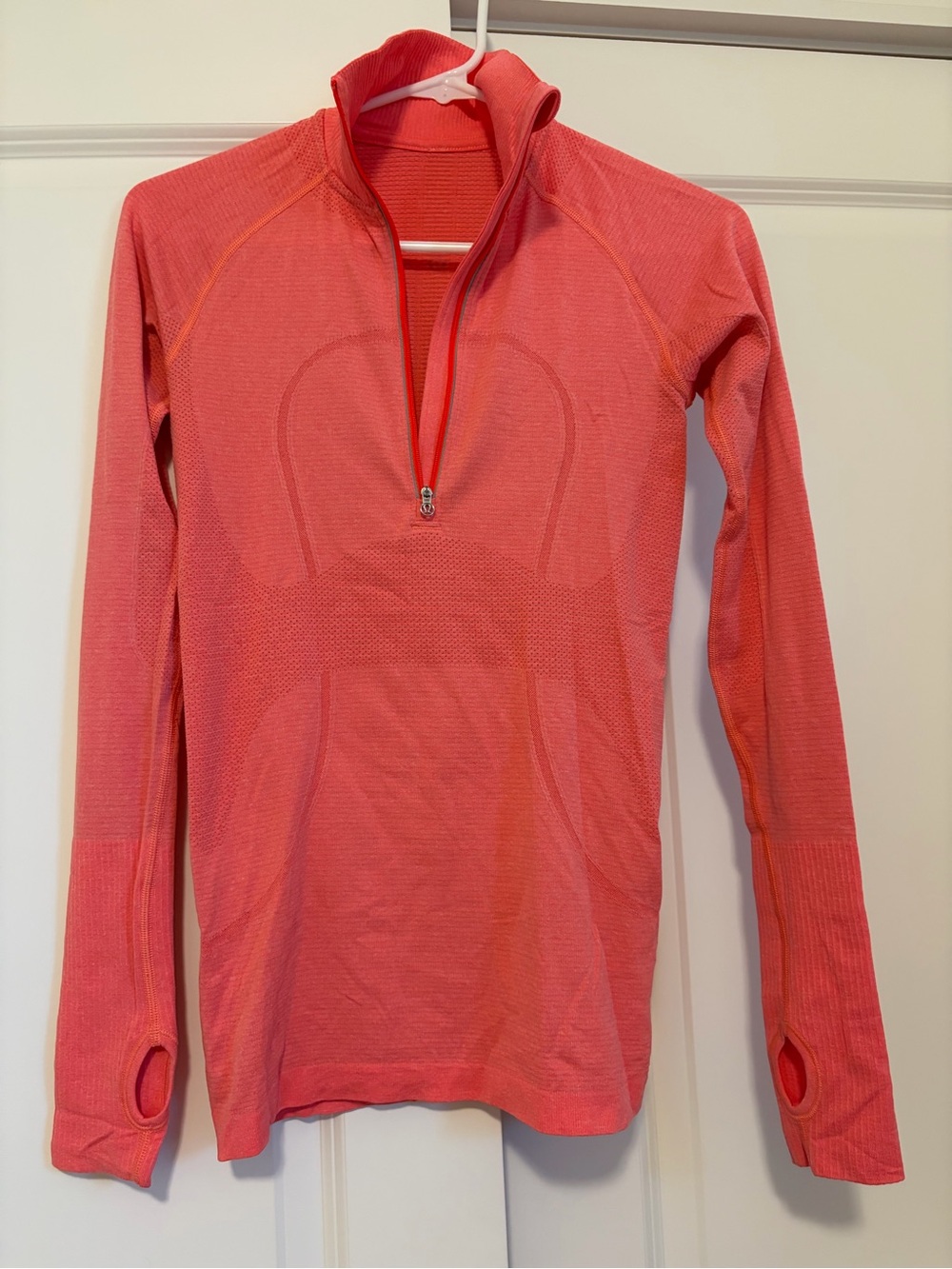 lululemon athletica Coral Pink Half-Zip Long Sleeve Pullover